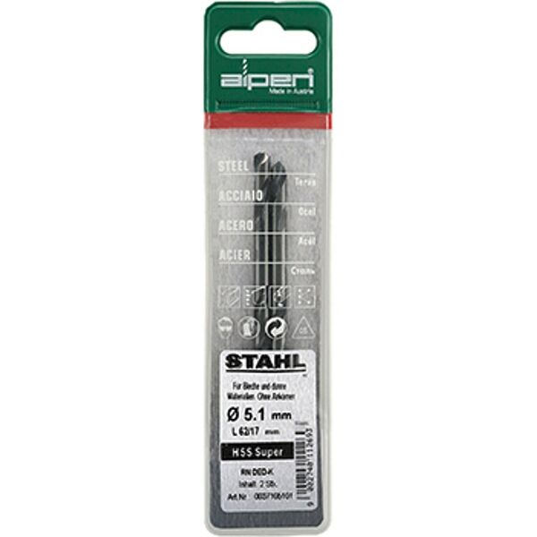Hss Super Drill Bit Double Ended 5.1Mm 2/Pouch