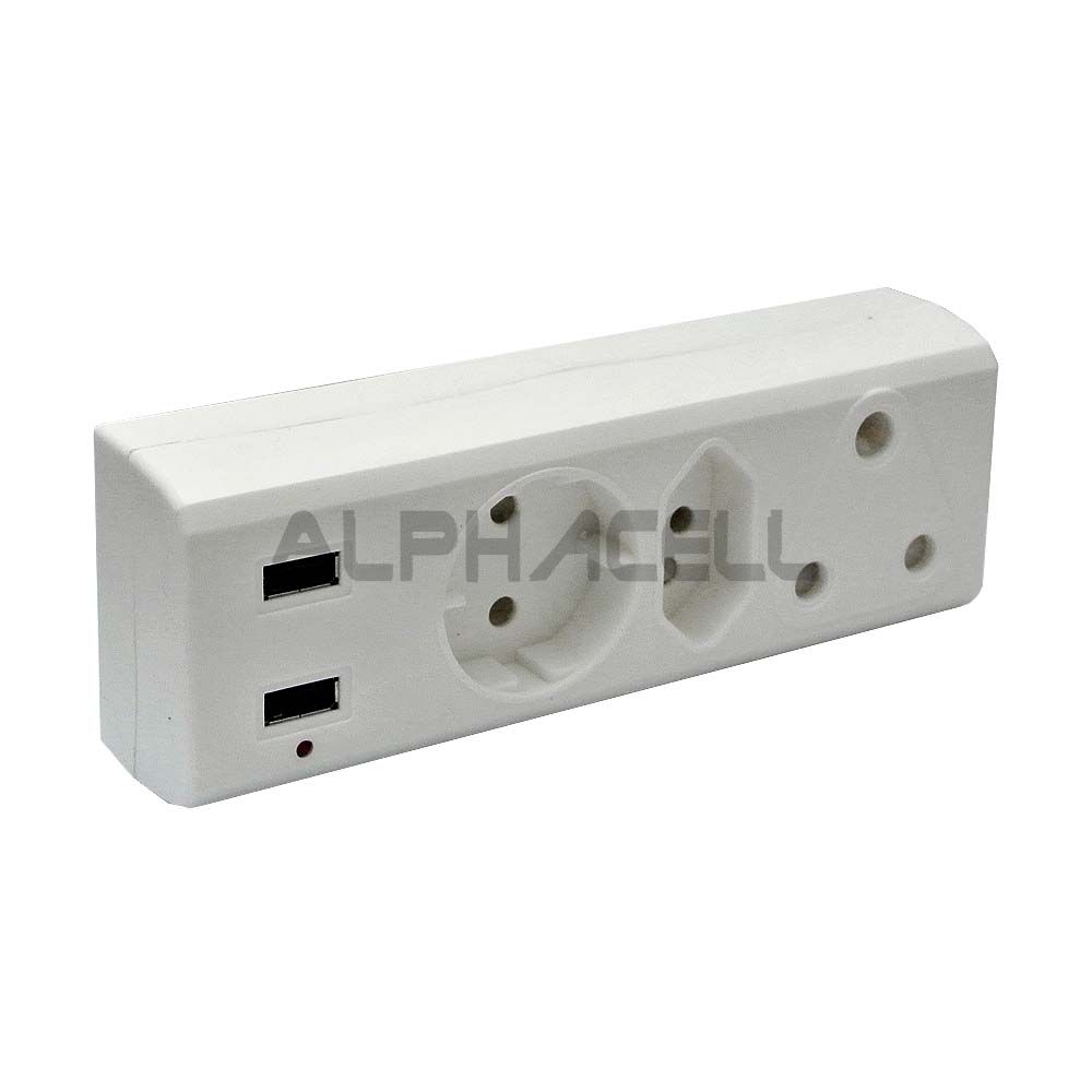 ADAPTOR - 3 WAY-1x16A,New 1x5A,Shuko 5A,2x2.1A USB
