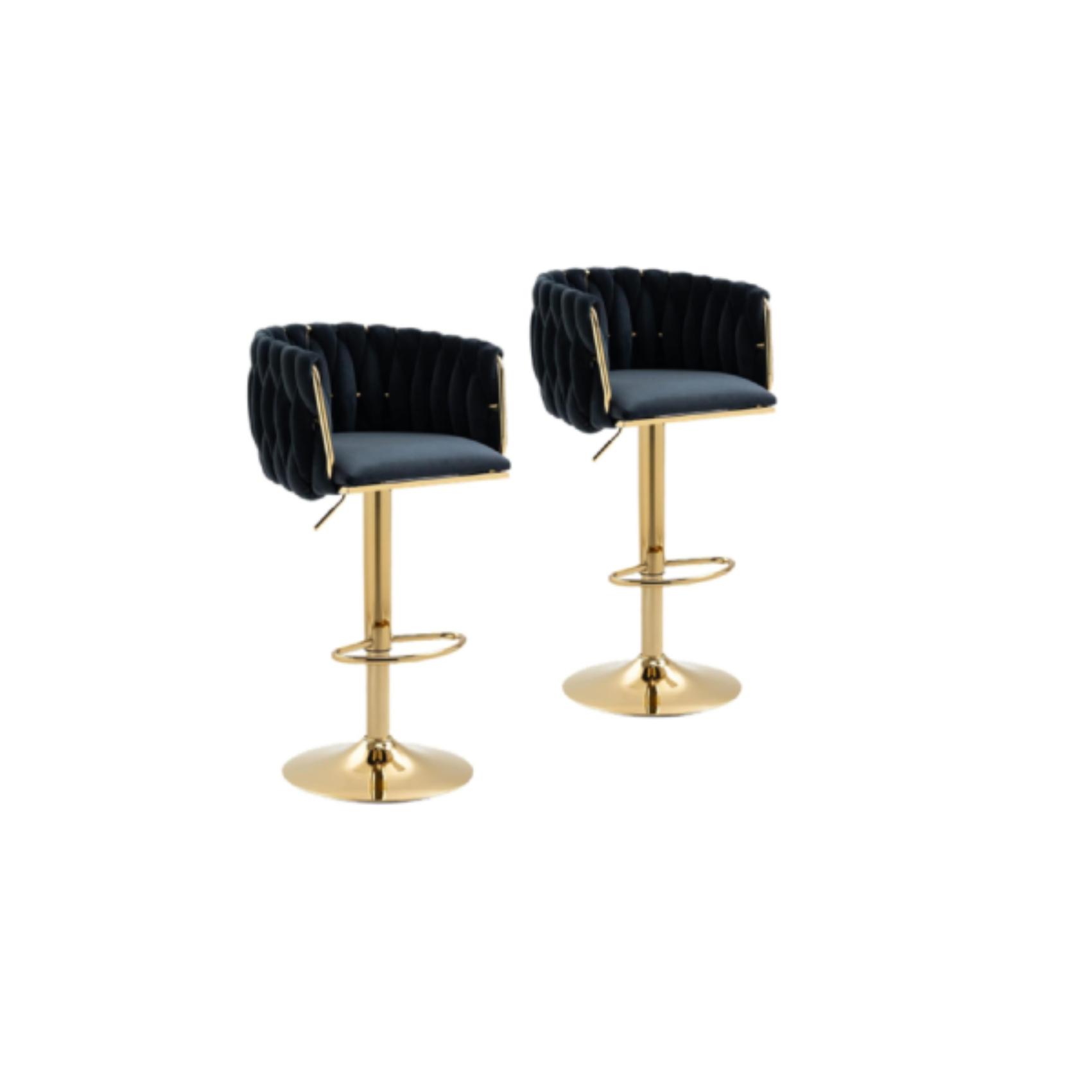 Harrington Velvet Barstool - Pack of 2 - Black, Gold