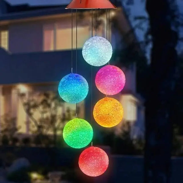 Crystal Swinging Balls Solar Color Changing Lights Wind Chimes