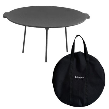 Lifespace Cast Iron Grill Plate with Carry Bag & Removable Legs - 45cm