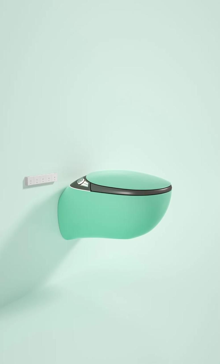 Aura-Sleek Smart Wall-Hung Commode- light Green