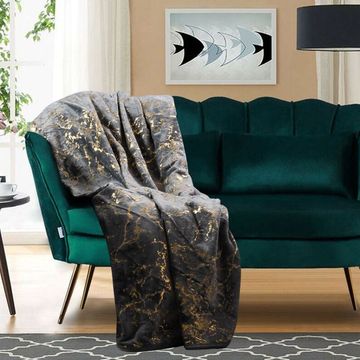 Nu Dekor - 3D Marble Design Fleece Blanket - Dark Grey - 180x200cm