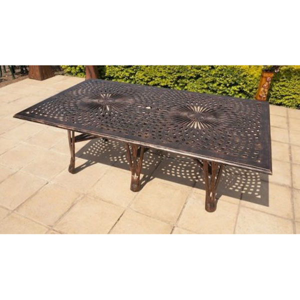 Ageless & Beautiful! Cast Aluminium Patio Table  / Garden Table / Outdoor Table King - Diamond - Rectangle (216cm x 125cm)