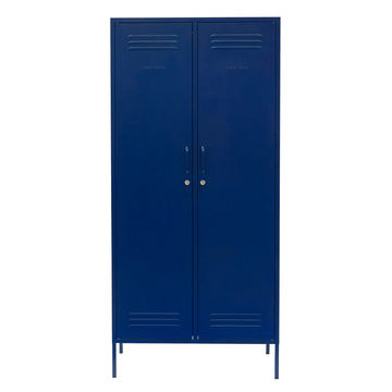 Steel Swing Door Twinny Wardrobe Locker Storage Cabinet Cupboard - Navy Blue
