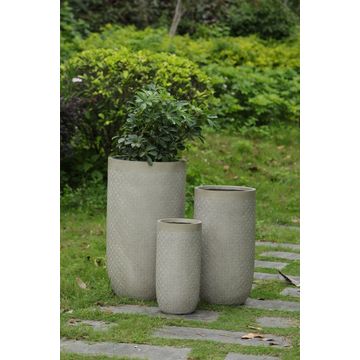 Flower Pots Lightweight 22kg Set 3 Cylindrical U Shape