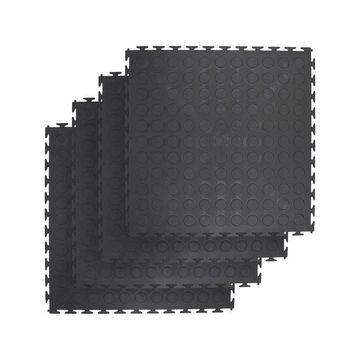 PVC Interlocking Rubber Floor Tile - Gym Mats (4-Pack) - Black