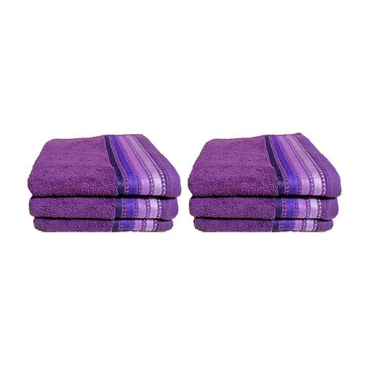 Royal Turkish Collection -450gsm -100% Cotton -Facecloth -Purple -Pack of 6