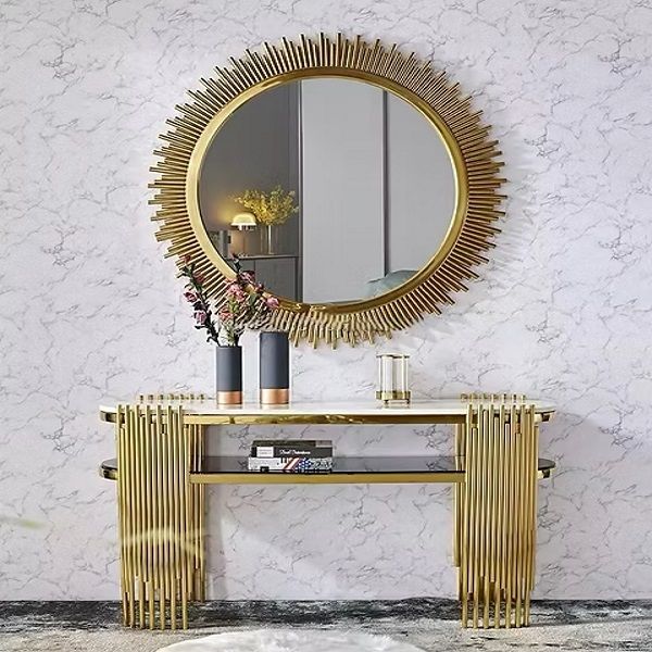 Prestige Home - Ellipse Gold Console Table and Mirror Set