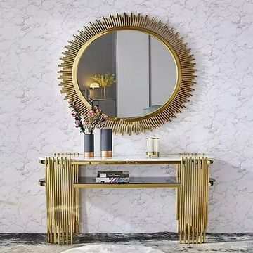 Prestige Home - Ellipse Gold Console Table and Mirror Set