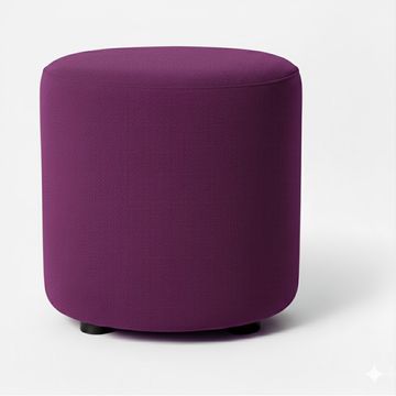 Round Upholstered Fabric Ottoman Purple