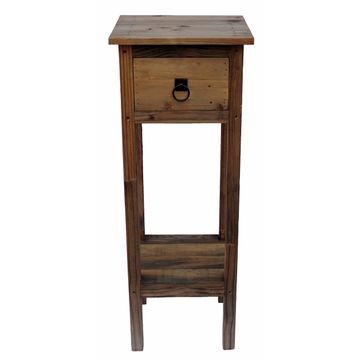 Ngoni1 Classic Tall Slim Accent Table with 1 Drawer & Shelf Stand