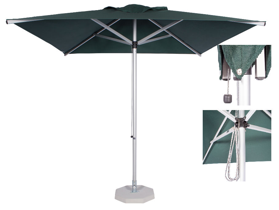 2m Square Alu Umbrella- Dark Green