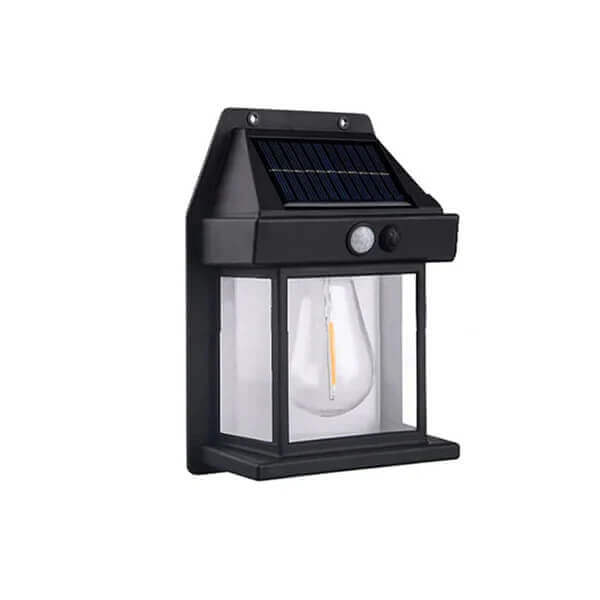 Outdoor Solar Wall Lantern - Black