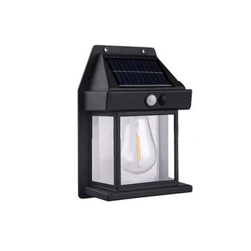 Outdoor Solar Wall Lantern - Black