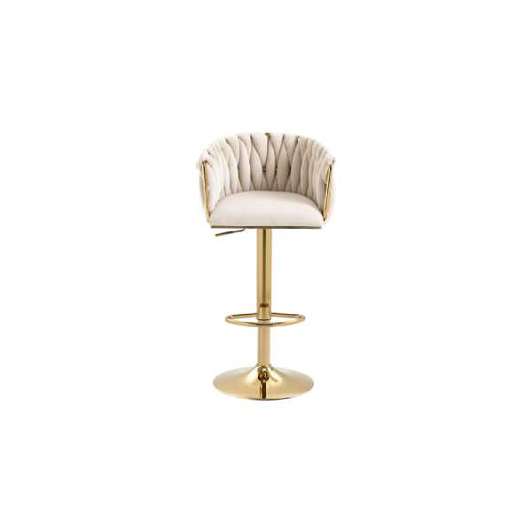 Harrington Velvet Barstool - Pack of 2 - Cream and Gold