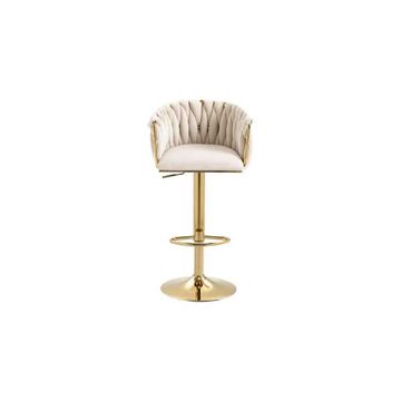 Harrington Velvet Barstool - Pack of 2 - Cream and Gold