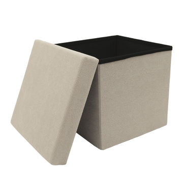 Amara Square Ottoman With Storage Compartment - Natural