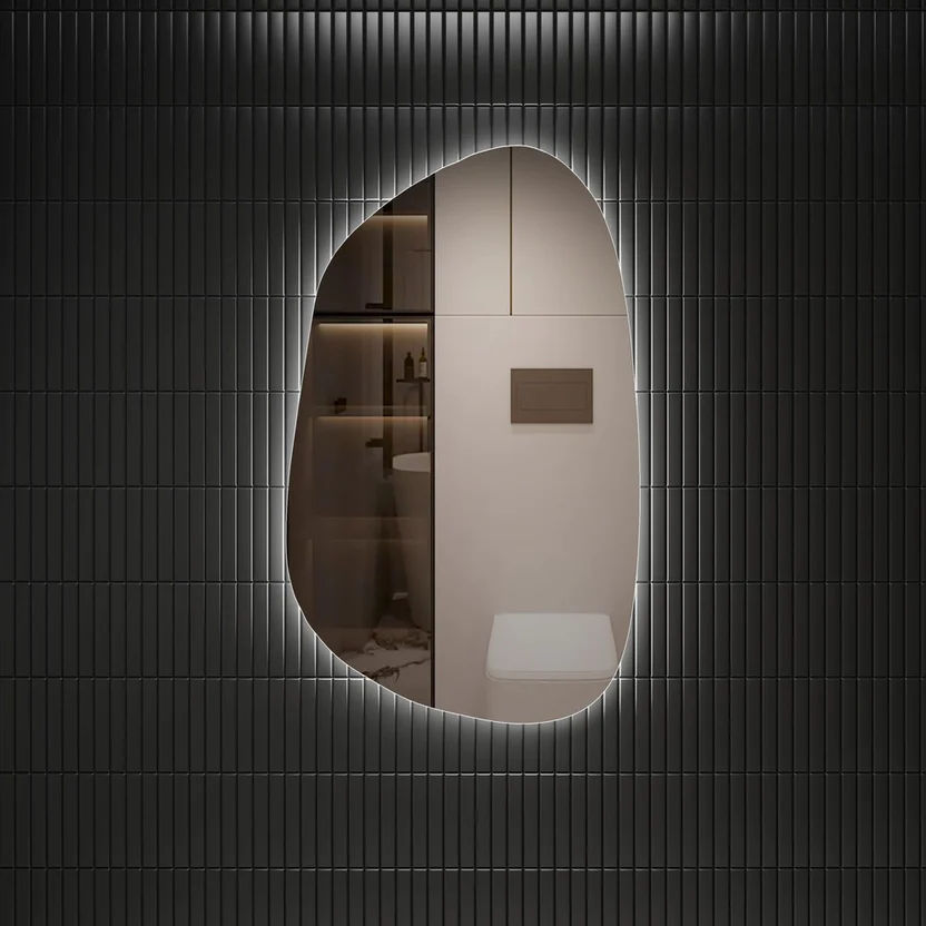 Jade Irregular Shaped Cool White Mirror