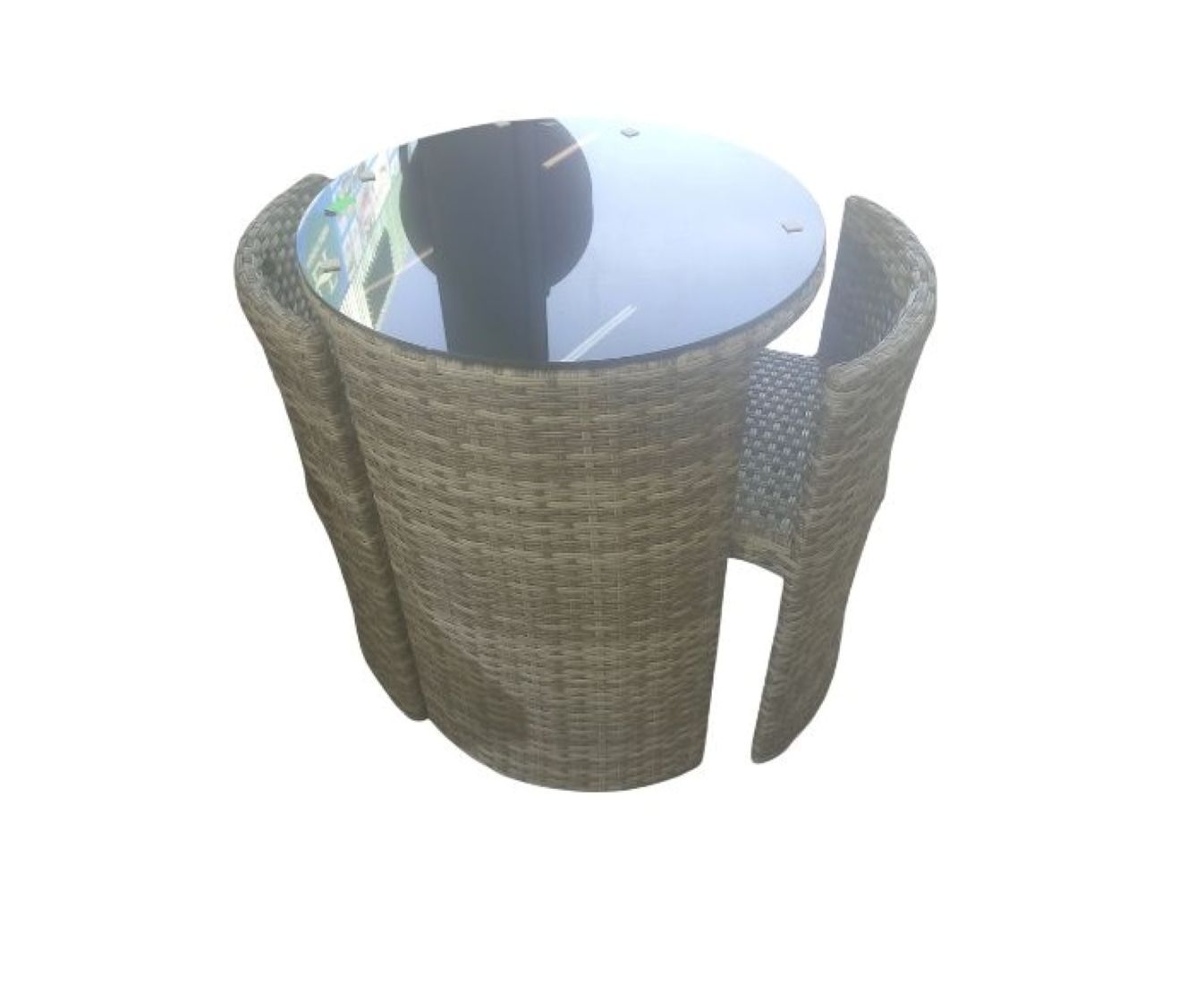3 Set Outdoor Woven Rattan Planter, Grey-Brown, Modern Decorative Garden Pot