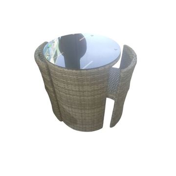 3 Set Outdoor Woven Rattan Planter, Grey-Brown, Modern Decorative Garden Pot