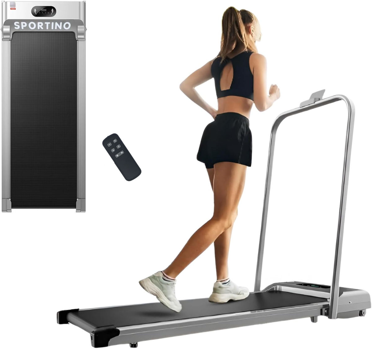 SPORTINO Home Fitness Folding Curved Non-Electric Treadmill Jogging Machine