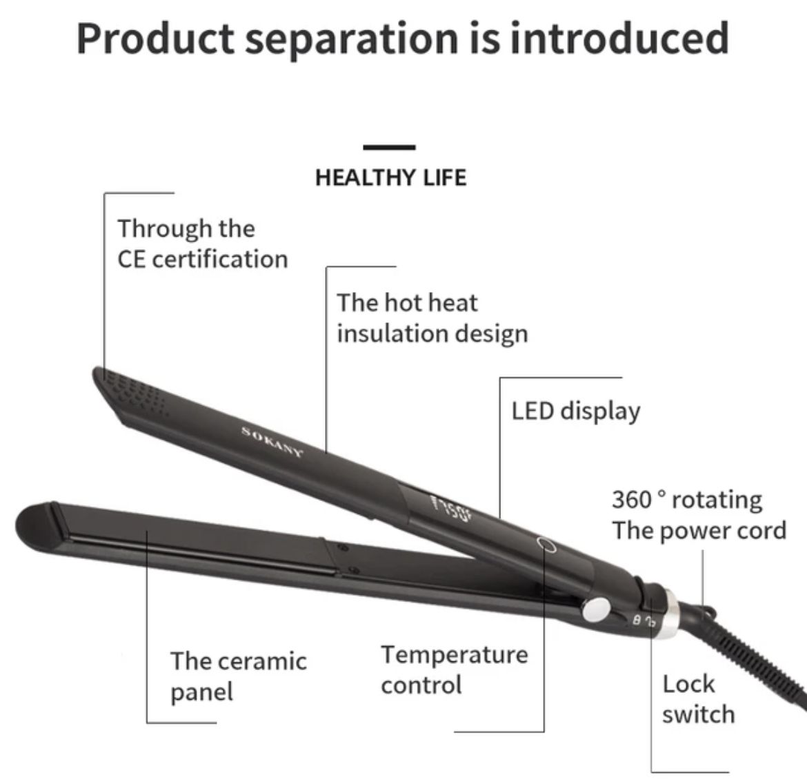 Sokany salon styling smooth glide Ceramic 1901