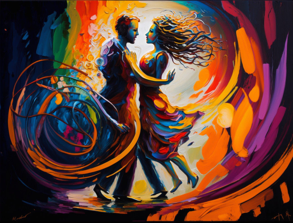 Canvas Wall Art - Canvas Wall Art: Loves Dance Acrylic Abstract - B1346 - [120 x 80 cm]