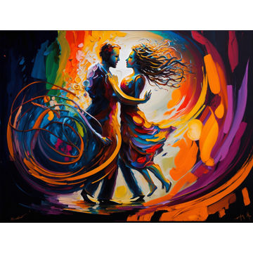 Canvas Wall Art - Canvas Wall Art: Loves Dance Acrylic Abstract - B1346 - [120 x 80 cm]