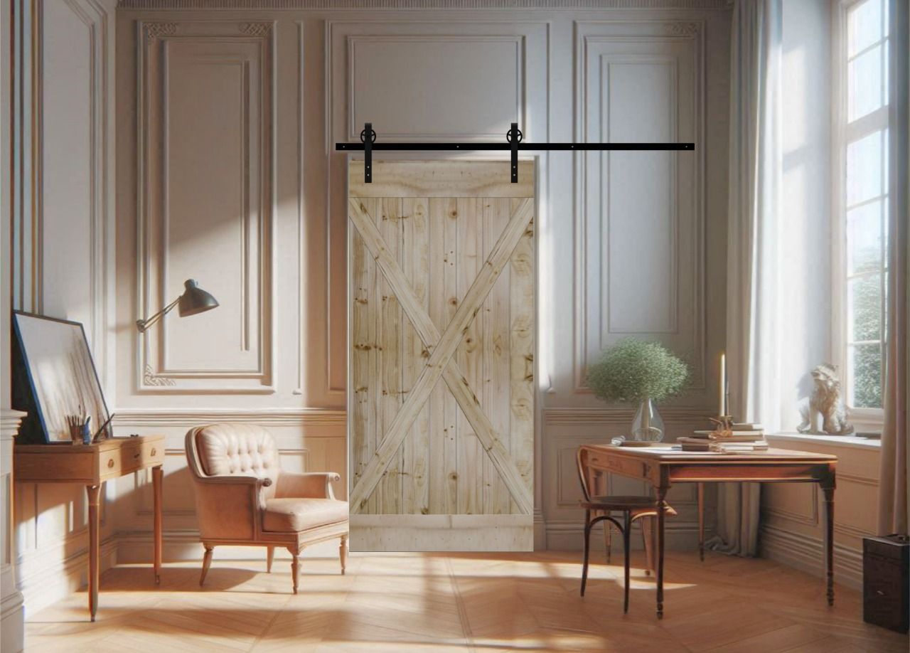 X-Brace Plank Barn Door with Hardware Kit