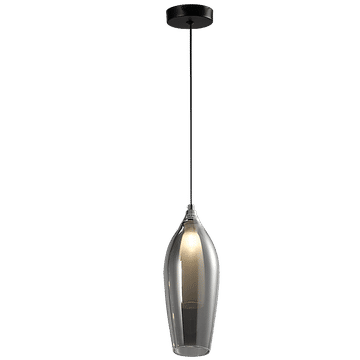Metal Pendant with Smoke Outer Glass and Frosted Inner Glass
