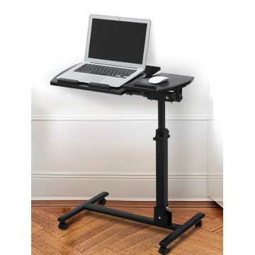 Adjustable Bedside Laptop Table with Wheels & Wheels Lock