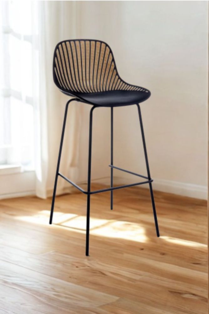 Modern Blue Metal Dining Chair 45 43 94 cm – Open Wire Back & Curved Seat