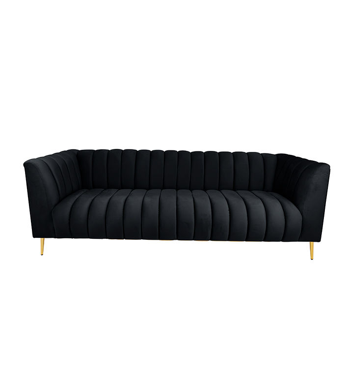 Zoey 2 Seater Stripe Couch- Black