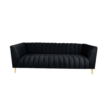 Zoey 2 Seater Stripe Couch- Black
