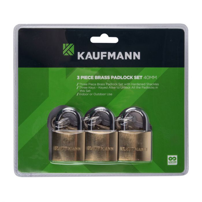 Kaufmann - Brass Lock Set 3 Piece 30mm - 2 Pack