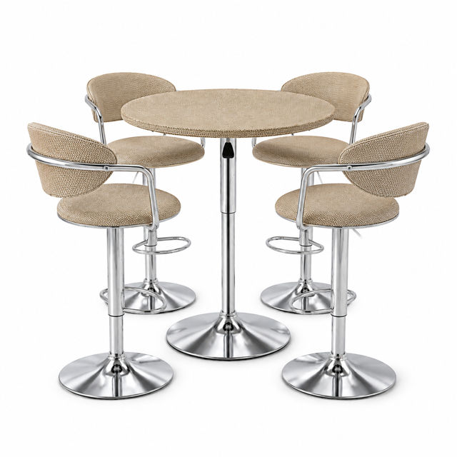 Ziyane 5-Piece Height Adjustable Rattan Bar Table and Stool Set