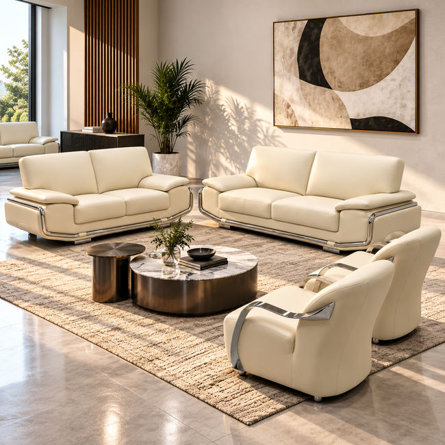 KC FURN – Romano Prestige Cream 3-2-1 Luxury Sofa Set