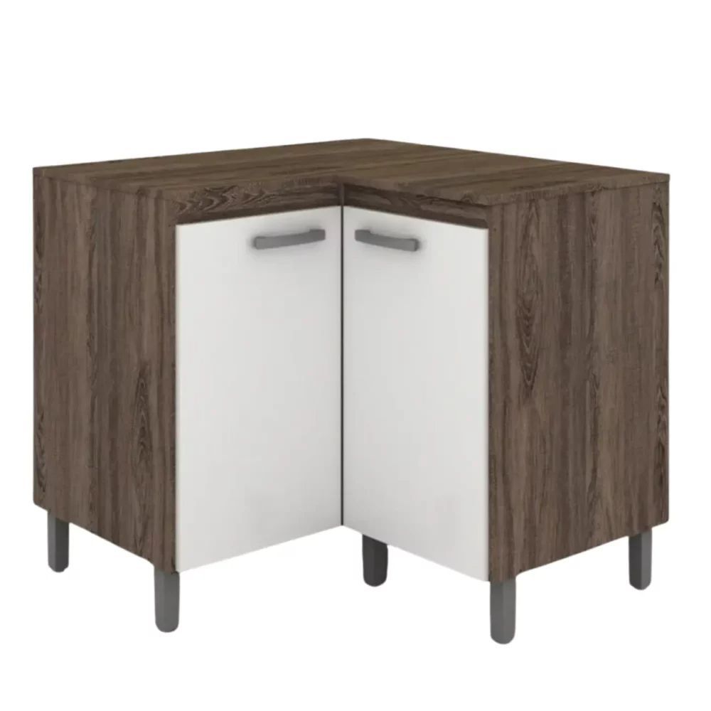 White Corner Kitchen Base Cabinet 900 mm – Modern Minimalist Storage Unit for Kitchen