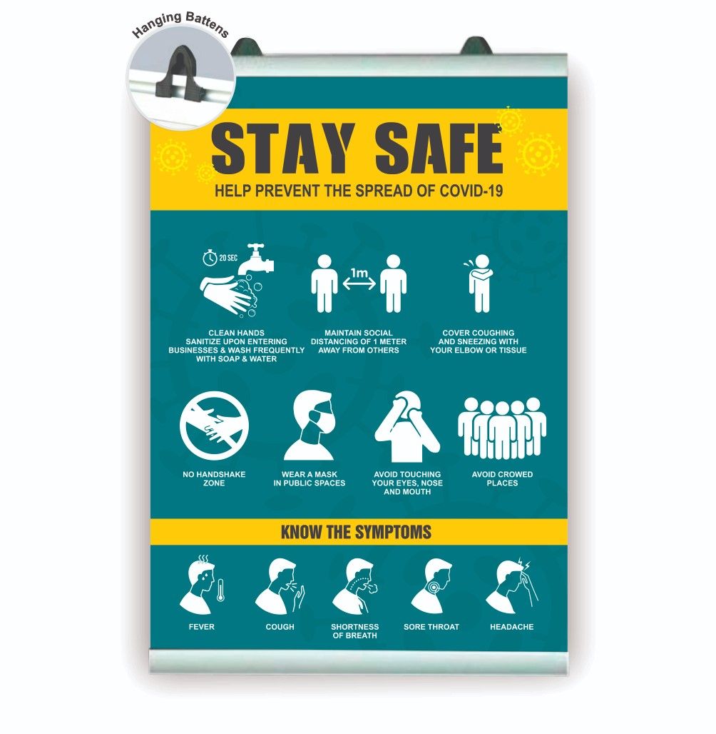 Covid-19 - Hanging Batten A0 - Covid19 - Social Distancing Poster Included