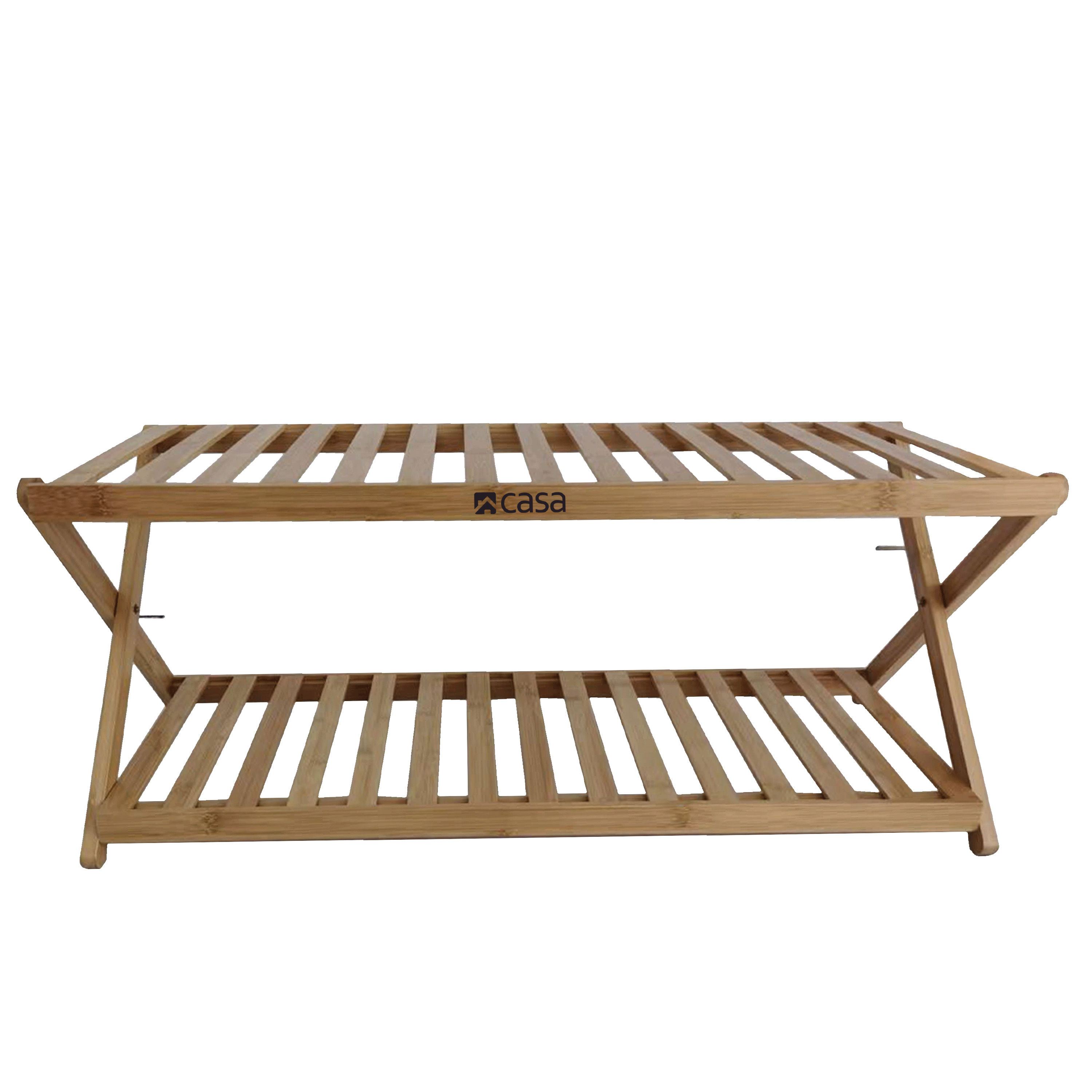CASA Shoe Storage Rack 2-Tier Bamboo Foldable