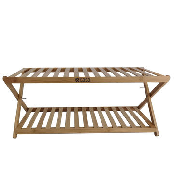 CASA Shoe Storage Rack 2-Tier Bamboo Foldable