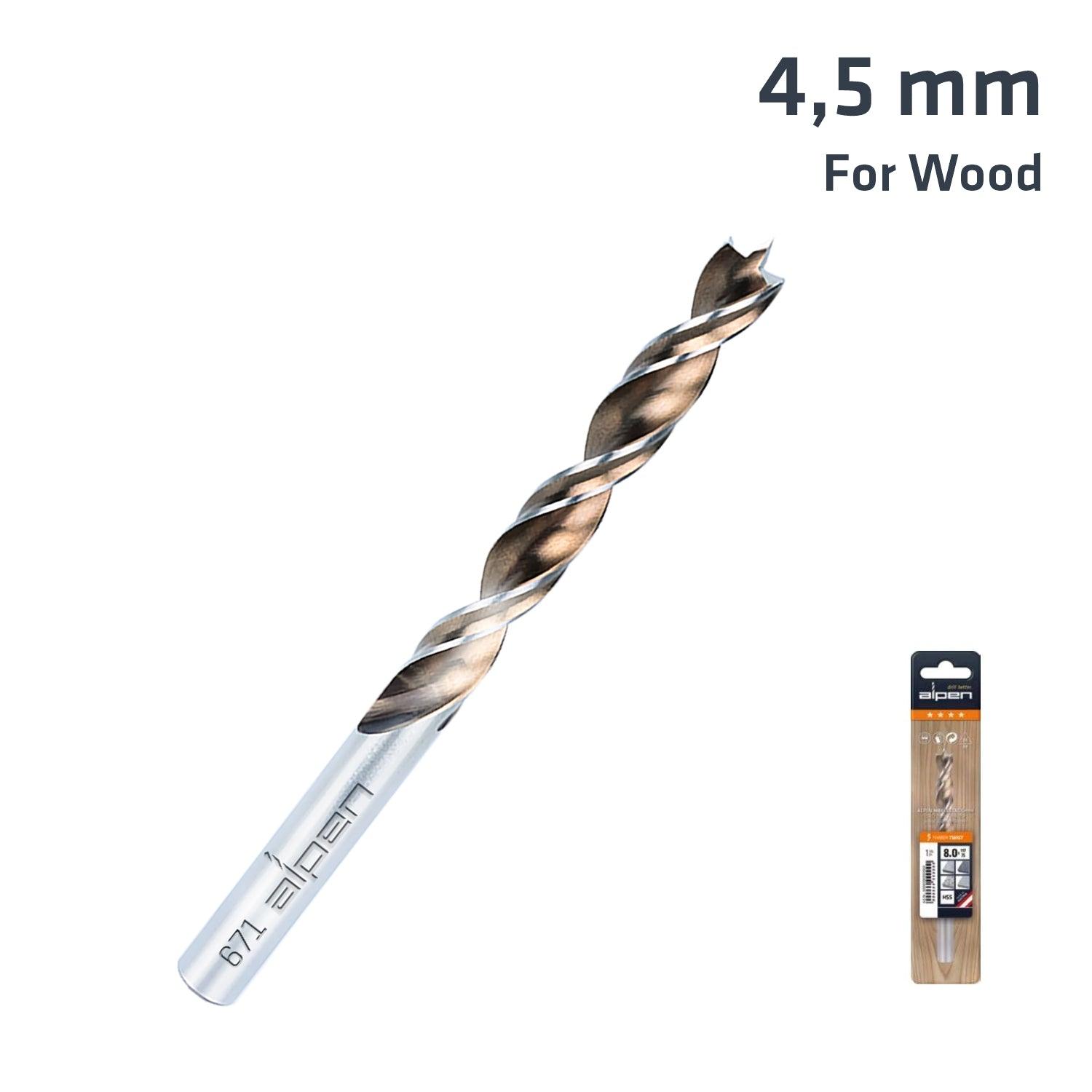 Timber Twist 4.5 Mm Wood Drill Bit Sleeved