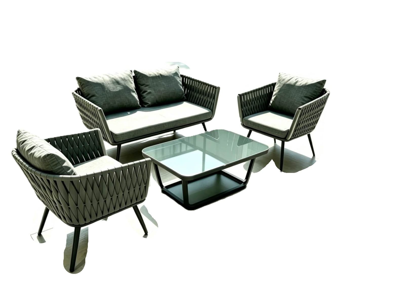 LBM FURN-Cinderella Outdoor Rope Patio Lounge 4pc Set