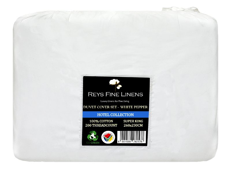 Rey's Fine Linen - Hotel Collection - Oxford Duvet Cover Set-01 Pc Pack-Super King-White Pepper
