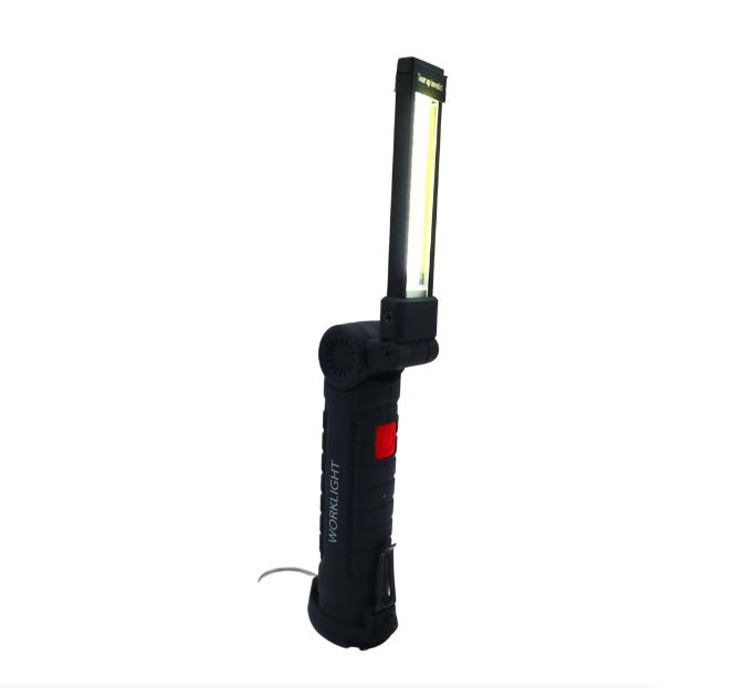 Rugged Rubber Rechargeable Foldable 2-1 Cob Light with Belt Clip