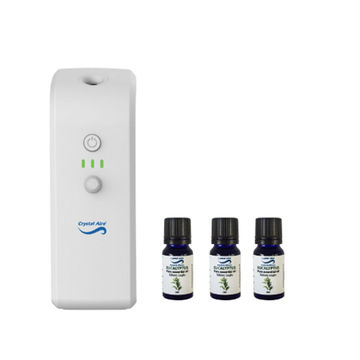 Crystal Aire Battery Operated Fairy Essential Oil Diffuser & 3x 30ml Eucalyptus Essential Oil