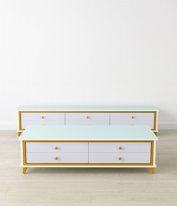 Prestige Home - Tyrin TV stand and Coffee Table Set (white and Gold) Combo