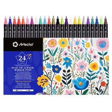 Artecho Double Tip Acrylic Marker Set of 24 Colours - 0.5-5mm Line Width