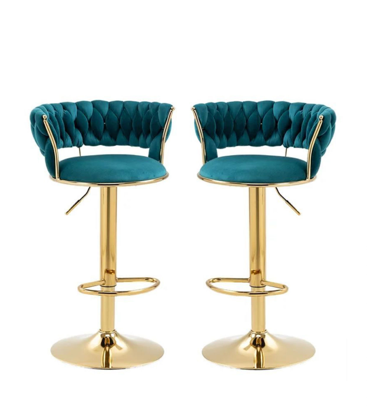 Asher velvet swivel bar chair green- set of 2